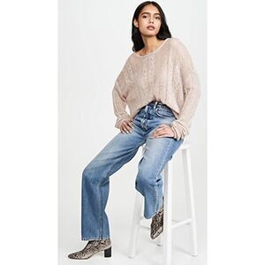 Free People Angel Soft Wool Blend Pullover Sweater in Frappuccino Combo/Blush Pi